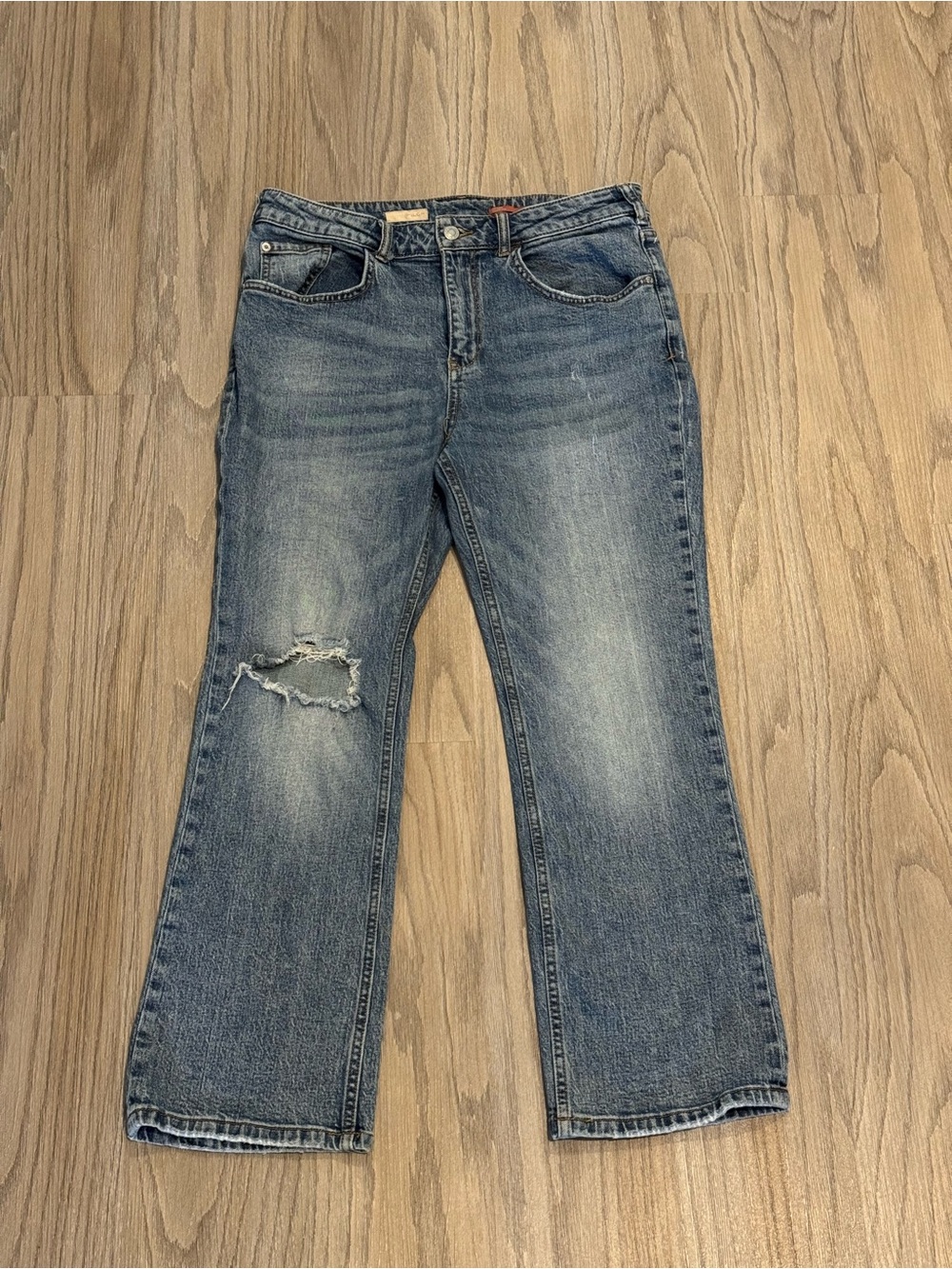 Anthropologie Pilcro Wide Leg Jeans Size 31 Medium Wash Distressed